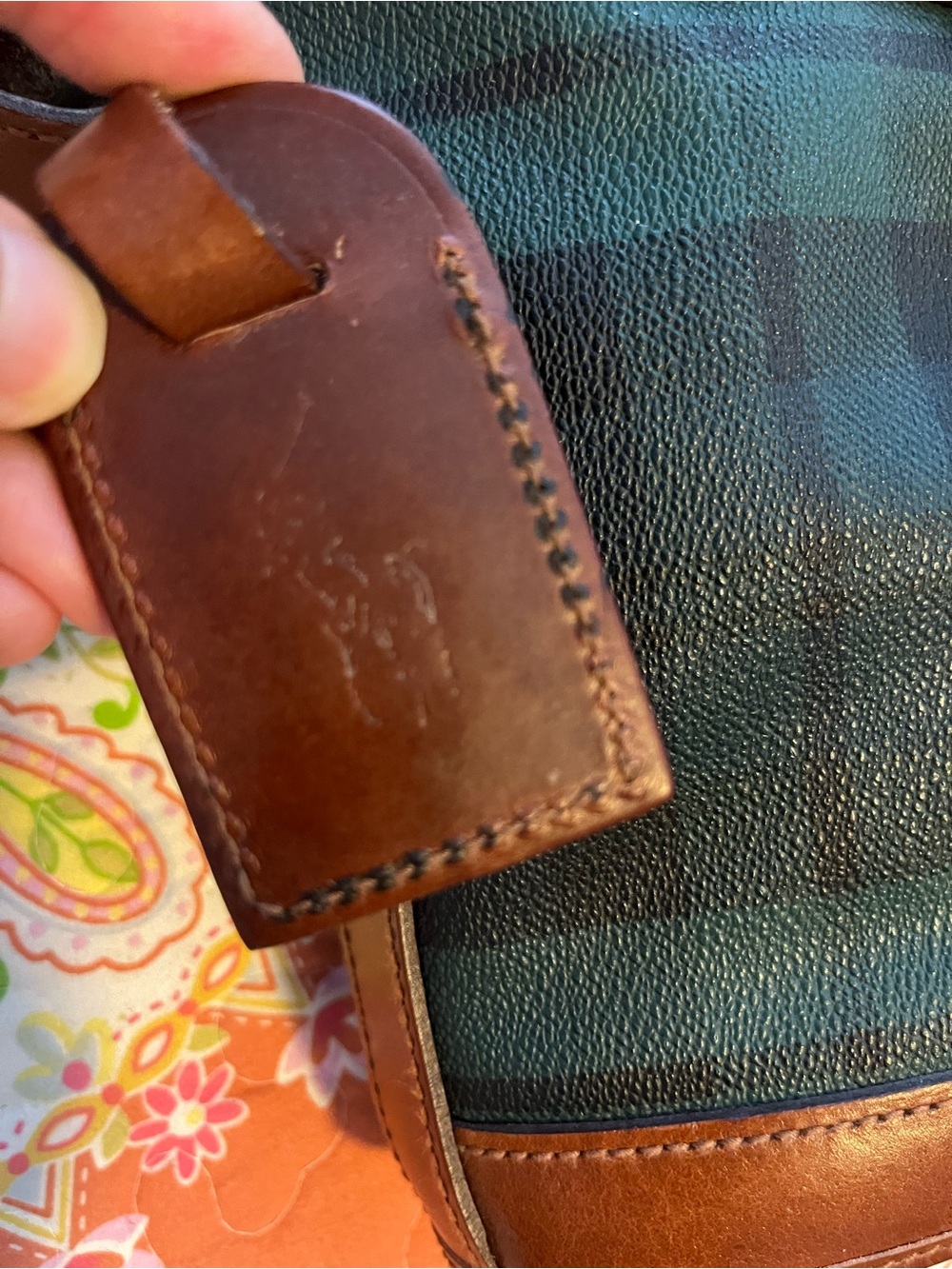 Ralph Lauren Vintage Black Watch Plaid  Leather Trim Shoulder/Crossbody Bag - Picture 12 of 14